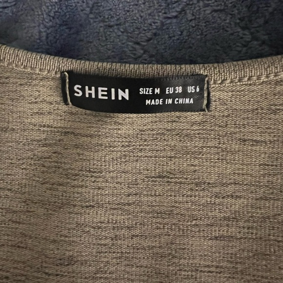 SHEIN Twist Front Flounce Sleeve Bodycon Mini Dress Sage Green Medium - Picture 5 of 5